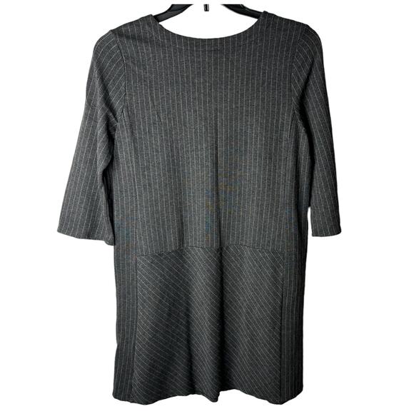 J.Jill Gray Pinstripe Sheath Dress M 3/4 Sleeve Knee-Length Workwear - Picture 5 of 9